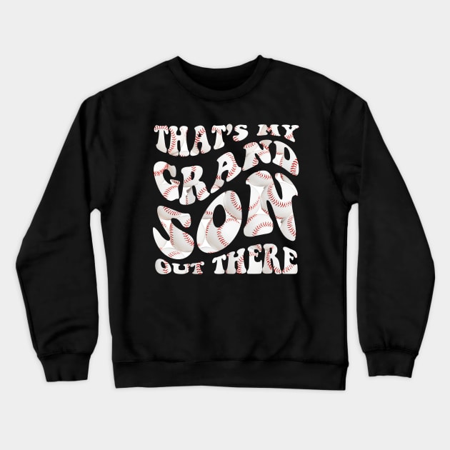 Women's Baseball Grandma That's My Grandsons Out There Crewneck Sweatshirt by Emouran